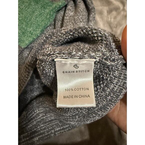 Chain Stitch Size 2XL Women Green Grey Crew Neck Sweater Long Sleeve Causal - Picture 4 of 7